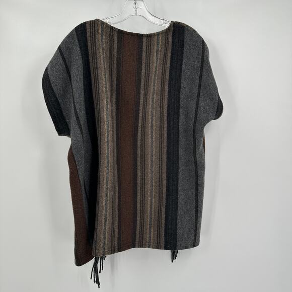 Rhonda Stark Womens Wool Blend Fringe Open Poncho Size M/L Western Boho - Picture 2 of 9